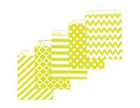 80 Counts Medium Yellow Biodegradable, Food Safe Ink & Paper, Assorted 5 Designs Cookie Bag, Eco-Friendly Favor Bag, Treat Bag for Party (Medium, Yellow)
