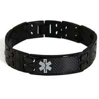 My Identity Doctor - Mens Medical Alert ID Bracelet with Custom Engraving, Plated Black 316L Steel Link.5 Inch Width - 5.25 Inches Wrist Size