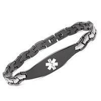 Tarring Free Engraving Black Mermaid Medical id Bracelets for Women-Stainless Steel-(6.5)