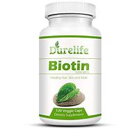 Biotin Supplement 120 Count High Potency 5000 mcg by Durelife, Biotin is Perfect for Hair Growth and Strong Nails and Glowing Skin