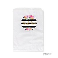 Andaz Press Floral Gold Glitter Print Wedding Collection, Favor Bag DIY Party Favors Kit, Thank You!, 20-Pack