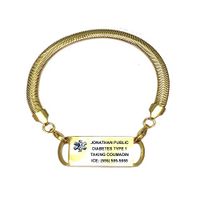 Chevron Gold Plated Medical Bracelet for Women. Incl Custom Engraving up to 10 Lines. Choose Size!