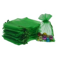 Lautechco 100Pcs Organza Bags 3x4 inches Green Organza Gift Bags Small Mesh Bags Drawstring Gift Bags Christmas Drawstring Organza Gift Bags (3x4 inches Green)