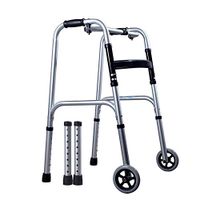 Goquik Folding Stainless Steel Wheeled Walker Four-Legged Elderly Lightweight Walker