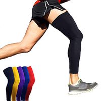 CROSS1946 Sports Non Slip Basketball Compression Leg Sleeves Full Length Stretch Long Sleeve Knee Support Running Socks Calf Support Brace Protector Knee Football Shin Guard(1Pair)- Pure White L