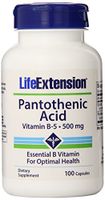 Life Extension Pantothenic Acid (Vitamin B-5) 500mg 100 Vegetarian Capsules