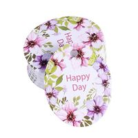 Amosfun 50PCS Oval Shape Floral Gift Package Tags Paper Hanging Tags Baking Food Package Tags Labels Wedding Favor Tags (Thank You)