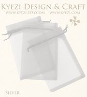 100 Pcs Silver 2x3 Sheer Drawstring Organza Bags Jewelry Pouches Wedding Party Favor Gift Bags Gift Bags Candy Bags [Kyezi Design and Craft]