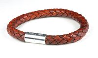 Suki PRO Braided Leather Magnet Therapy Bracelet -8mm (5/16") Medium Brown