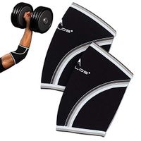 Compression Elbow Sleeves(Pair), 5mm Neoprene,Perfect Support for Crossfit,Weightlifting,Powerlifting,Tennis, Golf & Basketball (Large, Black)