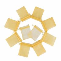 Yarssir 100Pcs Drawstring Organza Gift Bags Jewelry Pouches Mesh Bags Wedding Party Favor Candy Bags(Gold, 3.5x4.7inch) (9x12cm, Gold)