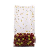 100ct Small Gold Celestial Stars 7x2x3" Cello Cellophane Party Treat Food Snack Bags