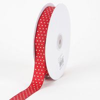 BBCrafts Red with Ivory Dots Grosgrain Ribbon Swiss Dot 3/8 inch 50 Yards