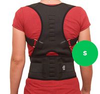 BUCHNER ® Durable Back Brace Posture Corrector S Black for Men & Women | Spine & Back Support Providing Pain Relief for Neck, Back, Shoulders | Breathable | Improves Posture | Version 2020