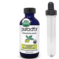 PURA D’OR Lemon Essential Oil (4oz / 118mL) USDA Organic 100% Pure Natural Therapeutic Grade Diffuser Oil Citrus Scented For Aromatherapy, Mood Uplift, Energy, Focus, Respiratory & Digestive Health