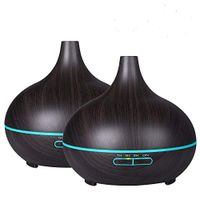 Aromatherapy Diffuser Aroma Essential Oil Diffuser Gift Edition 300ml Air Fragrance Ultrasonic Cool Mist Humidifier 7-Color LED Lights & 4 Timer Settings, Waterless Auto Off (Deep Brown 2 Pack)