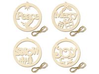 Large Assorted Wooden Paint Your Own DIY Hanging Christmas Tree Ornaments, Set of 4