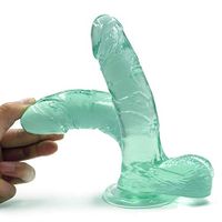 Huge Dongs 7.4 Inch Huge Stick Dilo with Suction Cup, Realistic Insertable Massasger Green - with Strong Suction Cup