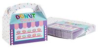 Treat Boxes - 24-Pack Paper Party Favor Boxes, Donut Shop Design Goodie Boxes for Birthdays and Events, 2 Dozen Party Gable Boxes, 6 x 3.3 x 3.6 inches