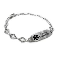 My Identity Doctor - Ladies Medical Alert Bracelet with Engraving - 316L 6mm Steel Cross - Black - Wrist Size 5.25 Inch