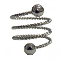 Magnetic Therapy Cable Spiral Adjustable Ring Silver