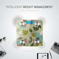 Bluetooth Body Fat Scale Hand Draw Leafs Smart Wireless Scale with LCD Display Measuring Body Weight Bmi and Health Digital Scale