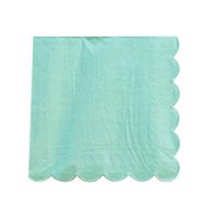 Scalloped Mint with Gold Trim Disposable Party Napkins (Set of 16) 6.5" x 6.5". Cocktail Dessert Bar Decorative Napkin Set for Party Events