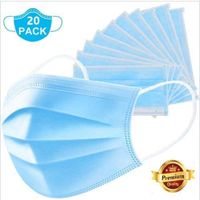 20 PCS Disposable Safety Face Mask with 3 Layers Protection Soft & Comfortable Filters - Protect Yourself from Dust, Germs and Pollen – Ideal for Medical, Surgical, Catering and Construction Workers