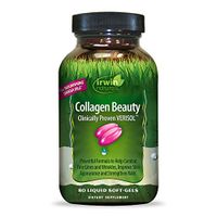 Irwin Naturals Collagen Beauty Verisol Type I & II Anti-Aging, Hair, Skin, Nails & Joint Support - Combat Fine Lines & Wrinkles with Vitamin C & A, Biotin & Resveratrol - 80 Liquid Softgels