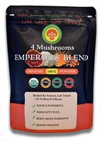 Longevity Botanicals Organic 4 Mushroom Emperor's Blend Powder Extract USDA, Lions Mane, Reishi, Chaga, Cordyceps Militaris Fruiting Body No Filler Immunity, Energy, Mental Clarity, Anti-Oxidant