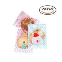 Saeropnl 200 Pieces Christmas Self Candy Bags, Clear Cookie Bags, Cellophane Treat Bags for Party Gift Supplies, 2 Styles (Tree, Snowman)