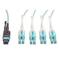 TRIPP LITE N844-05M-8LC-PT 16-Feet Fan-Out Cable Push/Pull Tab MTP/MPO to 8 x LC 40Gbase OM3 Plenum Aqua