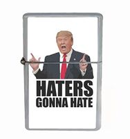 Haters Gonna Hate Trump Flip Top Oil Lighter R1 Smoking Cigarette Silver Case Included