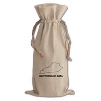 Kentuckian Girl Kentucky Cotton Canvas Wine Bag, Cotton Drawstring Wine Pouch