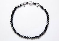 Magnetic Therapy Bracelet Faith & Cross Stretch Black & Silver (Size Medium - 7.5")
