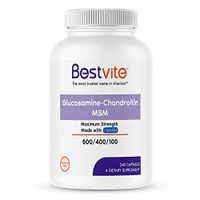Glucosamine/Chondroitin/MSM 500/400/100 per Capsule (240 Capsules) with Patented OptiMSM - Maximum Strenght Formula for Joint Support - No Stearates - Gluten Free - Non GMO
