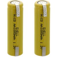 (2-PACK) Exell AA 1.2V 1000mAh NiCD Rechargeable Batteries with Tabs for meters, radios, hybrid automobiles, high power static applications (Telecoms, UPS and Smart grid), radio controlled devices