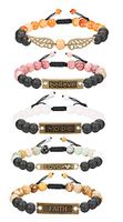 Finrezio 5 PCS Bead Bracelets Women Aromatherapy Essential Oil Diffuser Natural Lave Rock Stone Inspirational Bracelet Set 8MM (Style B: 5 PCS Adjustable)