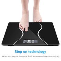 Weight Scale,180Kg Slim Waist Pattern Personal ScaleBathroom Scale Body Fat Scale, Step-On Technology, Tempered Glass, Large LED Display, Easy to Read and Accurate Weight,Black