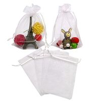 Organza Bags, G2PLUS 100 PCS 10X15CM (4X6") Drawstring Organza Jewelry Pouches Wedding Party Festival Favor Gift Bags Candy Bags (White)