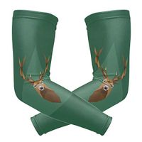 LEVEIS Retro Deer Head Arm Sleeves UV Protection for Men Women Sunblock Protective Gloves Running Golf Cycling Driving Long Arm Cover 1 Pair
