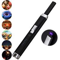 Electric Pulsed Arc Lighter for BBQ Candle Fireplace Windproof Safe Kitchen Rechargeable USB Lighters (Black)