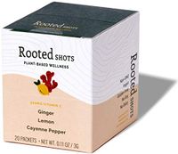 Rooted Shots - Ginger Lemon Cayenne Pepper Shot | 500mg Vitamin C | Immune Support and Wellness Dried Juice Shot | Non-GMO and Vegan Dried Plant Based Powder | Inflammation Support | 20 Pack