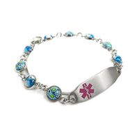 My Identity Doctor Medical Bracelet for Women Free Engraving - 1cm Steel & Glass - Purple - Wrist Size 8.5 Inch