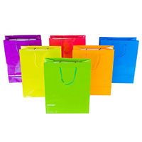 Ifavor123 Assorted Neon Bright Color Gift Bags for Any Occasion - Large (14.5"H x 11.5"L x 5.5"W) - 12 Pack