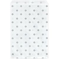 200 pcs Shimmering Silver Polka Dot Paper Merchandise Gift Bags Shopping Sales Tote Bags 6"x9" - Caddy Bay Collection
