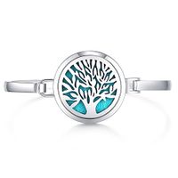 Mesinya New 30mm Aromatherapy /316L S.Steel Essential Oils Diffuser Locket Bracelet Bangle (Tree of Life 8'')