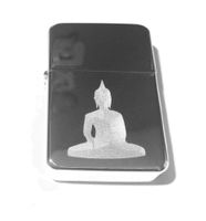 Vector KGM Thunderbird Custom Lighter - Buddha Statue Outline Meditation Pose Logo Hi Polish Silver Chrome Rare!