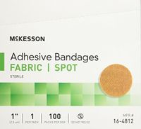 Medi-pak Performance MCKESSON Adhesive Spot Bandage Fabric 1" Diameter Round Tan (#16-4812, Sold Per Box) (2 Pack (100 Count))