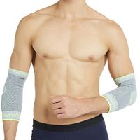 Neotech Care Elbow Support (1 Pair) with Silicon Gel Pad Insert - Lightweight, Elastic & Breathable Knitted Fabric Compression Sleeve - for Men, Women, Right or Left Arm - Grey Color (Small Size)